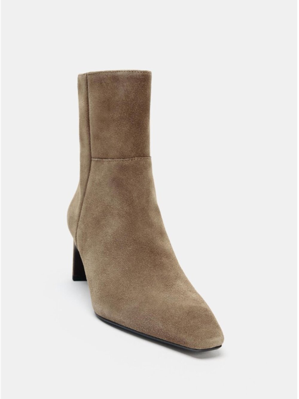 Taupe Kitten Heel Pointed Toe Ankle Boots Zara Split Leather NWT 39 US 8 - Picture 4 of 10
